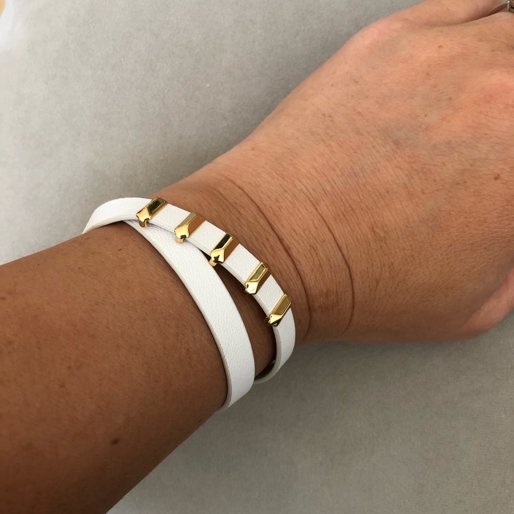 Stella & Dot white leather wrap bracelet